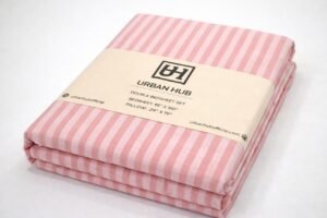 Double bed lining (striped) bedsheet pink