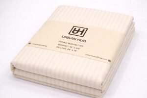 Double bed lining (striped) bedsheet White