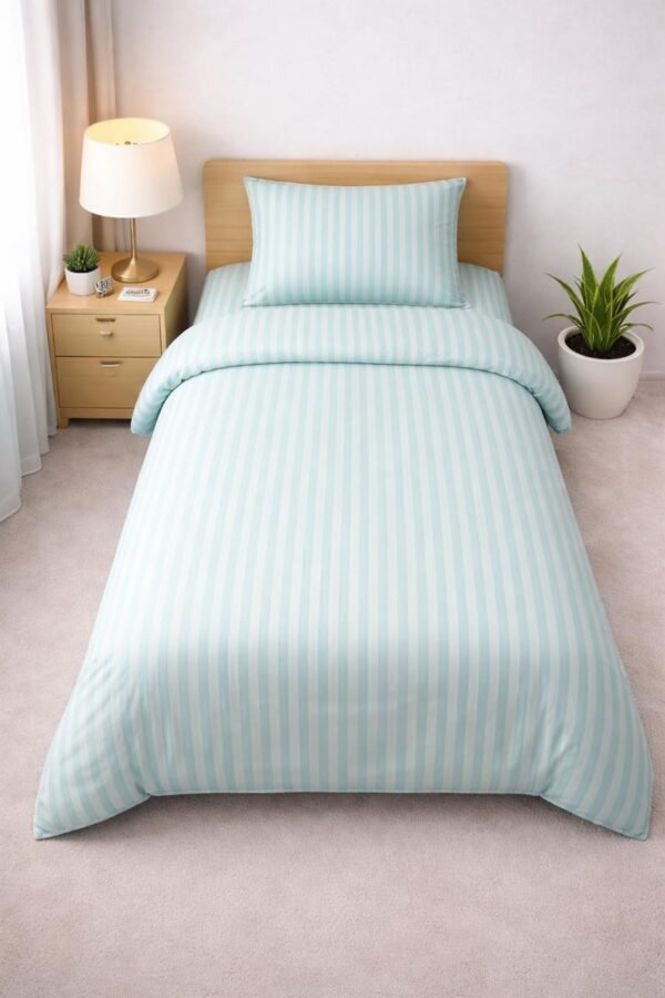 sl Single bed lining (striped) bedsheet light blue