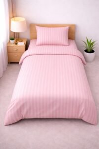 Single bed lining (striped) bedsheet pink