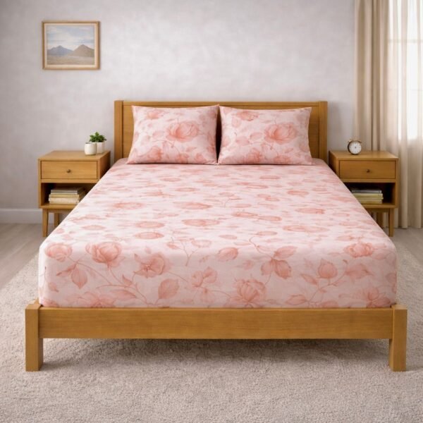 Blush Floral Double Bedsheet Set