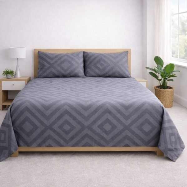 Grey Geo Luxe Double Bedsheet Set